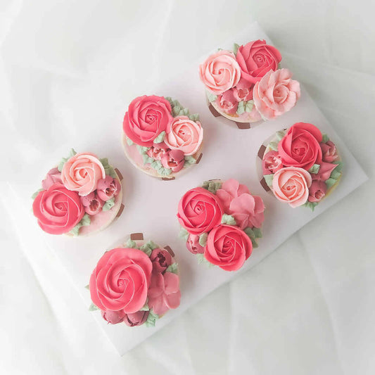 Buttercream Floral Designer Cupcakes - Scarlet Rose