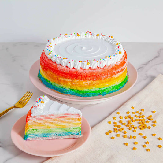 Rainbow Mille Crepe Cake 8 inch