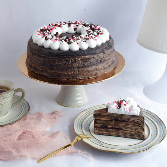 Black Forest Mille Crepe Cake 8 inch
