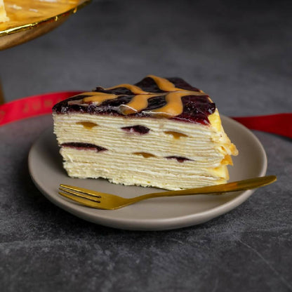 Blueberry & Peanut Crepe Cake