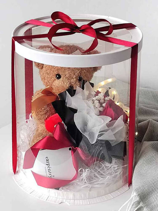 Mr. Cuddles In Red - Teddy Bear & Rose Box