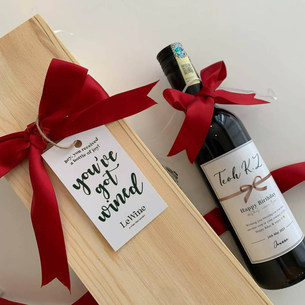 Le Wine - Customised Mini Red Wine With Wooden Box Gift Set