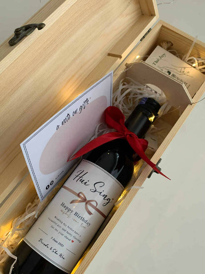 Le Wine - Customised Mini Red Wine With Wooden Box Gift Set