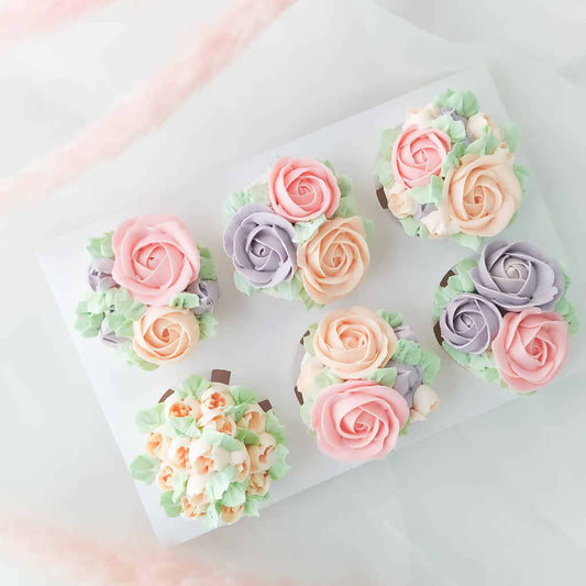 Buttercream Floral Designer Cupcakes - Pastel Garden