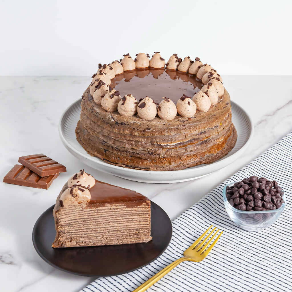 Dark Chocolate Mille Crepe Cake 8 inch